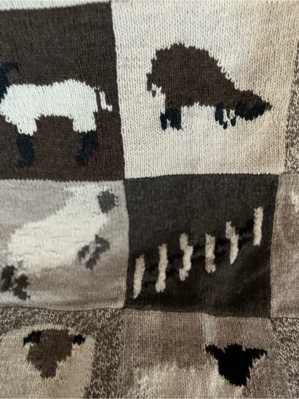 Handmade Sheep & Border Collie Wool Blanket/ Afghan Fleece Lined Peruvian Wool